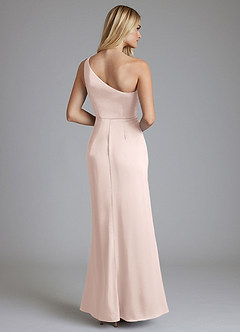 Azazie Phaedra Bridesmaid Dresses Blushing Pink A-Line One Shoulder Stretch Satin Dress image2