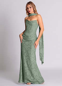 Azazie Sorrel Bridesmaid Dresses Matcha Mermaid Corset Floral Burnout Convertible Dress image3