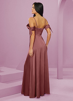 Barbie ♥ Azazie Jurken voor bruidsmeisjes Jurk van Stretch Satijn met A-Lijn Off the Shoulder Amethist image2