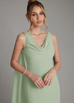 Azazie Essence Bridesmaid Dresses Dusty Sage Sheath Chiffon Dress image3