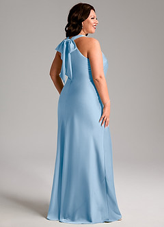 Azazie Doretta Bridesmaid Dresses Powder Blue Mermaid Pleated Stretch Satin Dress image8