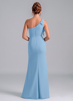 Azazie Rinna Bridesmaid Dresses Powder Blue Mermaid One Shoulder Chiffon Dress image2