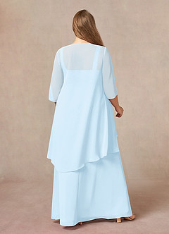 Azazie Weisz Mother of the Bride Dresses Sky Blue A-Line Square Neckline Pleated Chiffon Dress image8