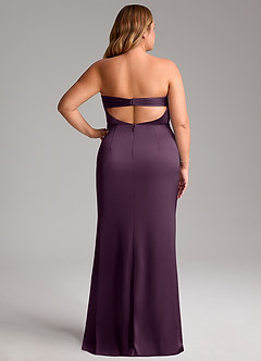 Azazie Leonis Robes de demoiselle d'honneur Robe Sirène Convertible en Satin extensible Plissée Prune image10