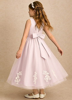 Azazie Rylie Flower Girl Dresses Blushing Pink A-Line Lace Tulle Dress image5