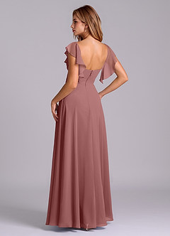 Azazie Leilani Bridesmaid Dresses Desert Rose A-Line Pleated Chiffon Dress image5
