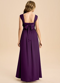 Azazie Hattie Junior Abito A-Line in Raso Elasticizzato Plissettato Uva image2