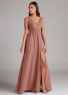 Azazie Tanicia Brautjungfernkleider A-Linie Plissee Chiffon Kleid Zedernrose image3