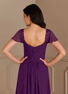 Azazie Gwenyth Mother of the Bride Dresses Grape A-Line Lace Chiffon Dress image7