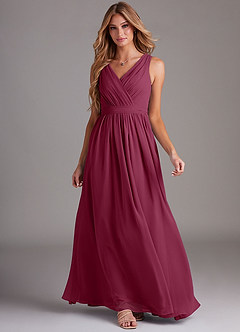 Azazie Kingsley Bridesmaid Dresses Mulberry A-Line Lace Chiffon Dress image3
