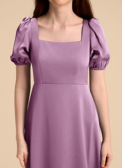 Azazie Briar Junior Abito A-Line in Raso Elasticizzato Fiocco Glicine image8