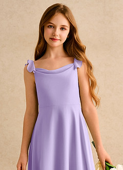 Azazie Puppy Girls Formal Abiti da Ragazza di Fiori Abito A-Line in Chiffon Plissettato Lilla image6