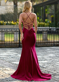 Josyhine Wine Mermaid Stretch Satin Prom Dress image2