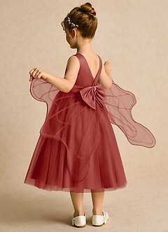 Azazie Pear Blumenmädchenkleider Ballkleid Schleifen Tüll Kleid Terrakotta image5