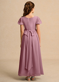 Azazie Joss Flower Girl Dresses Vintage Mauve A-Line with Sleeves Chiffon Dress image10