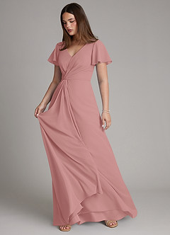 Azazie Kaya Final Sale Dusty Rose A-Line Pleated Chiffon Dress image6
