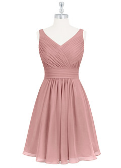 Azazie Grace Bridesmaid Dresses Dusty Rose A-Line Pleated Chiffon Dress image7