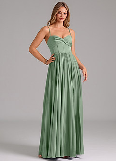 Azazie Akiko Bridesmaid Dresses Matcha A-Line Sweetheart Neckline Stretch Satin Dress image3