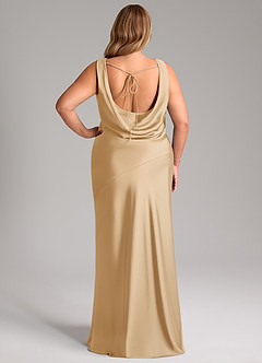 Azazie Rylina Bridesmaid Dresses Gold Mermaid Stretch Satin Dress image8