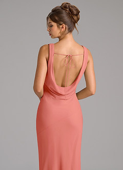 Azazie Rylina Bridesmaid Dresses Salmon Pink Mermaid Pleated Chiffon Dress image2