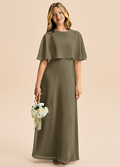 Azazie Maris Junior Linia A Szyfon Długość podłogi Młodsza druhna Sukienka image5