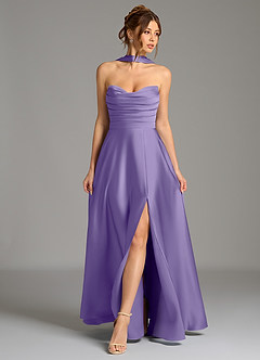 Azazie Ayla Bridesmaid Dresses Tahiti A-Line Corset Stretch Satin Dress image1