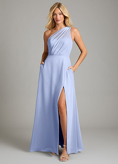 Azazie Phaedra Bridesmaid Dresses Ice A-Line One Shoulder Chiffon Dress image3