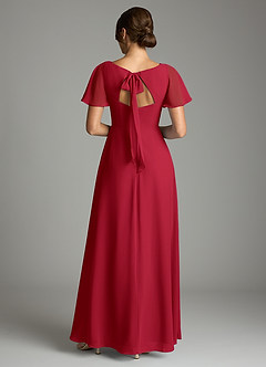 Azazie Kimber Bridesmaid Dresses Scarlet A-Line Flounce Sleeve Chiffon Dress image3