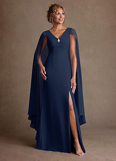 Azazie Boudica 신부의 어머니 드레스 A라인 주름진 쉬폰 플로어 길이 드레스 image3