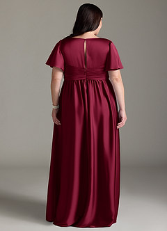 Azazie Verna Abiti da damigella d'onore premaman Abito A-Line Increspato Raso Elasticizzato Floor-Length image11
