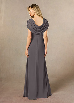Azazie Mary Mother of the Bride Dresses Steel Grey A-Line Side Slit Chiffon Dress image3
