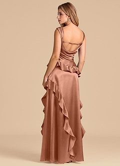 Azazie Sloane 신부 들러리 드레스 A라인 스윗하트 네크라인 메탈릭 새틴 바닥 길이 드레스 image2