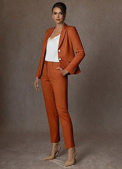 front Whitney Burnt Orange Structured Stretch Blazer