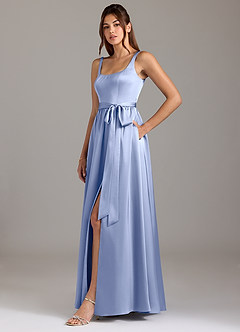 Azazie Elliott Bridesmaid Dresses Ice A-Line with Pockets Stretch Satin Dress image4