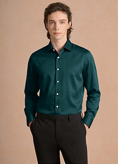 front Julian Pine Stretch Satin Dress Shirt