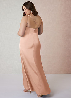 Azazie Mika Jurken voor bruidsmeisjes Jurk van Stretch Satijn met Kolom One-Shoulder Rosé Goud image11