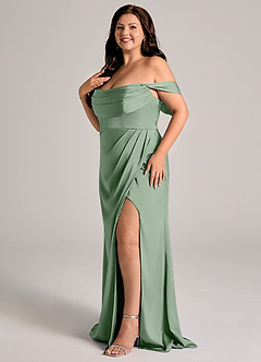 Azazie Johana Bridesmaid Dresses Matcha Mermaid Off the Shoulder Stretch Satin Convertible Dress image10
