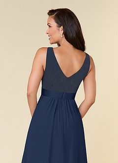 Azazie Xella Mother of the Bride Dresses Dark Navy A-Line Lace Chiffon Dress image6