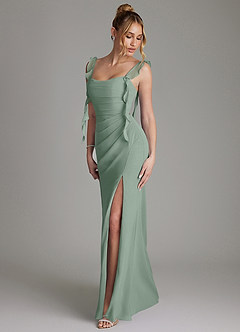 Azazie Jessamine Bridesmaid Dresses Silver Sage Mermaid Corset Chiffon Dress image6