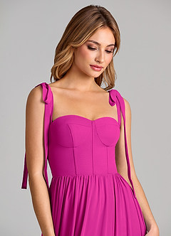Azazie Anastacia Bridesmaid Dresses Fuchsia A-Line Sweetheart Neckline Chiffon Dress image7