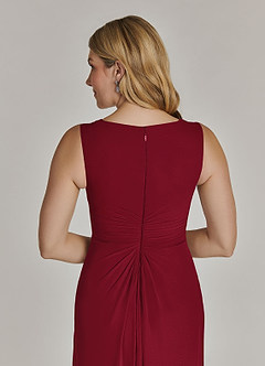Azazie Manuella Mother of the Bride Dresses Burgundy A-Line V-Neck Pleated Chiffon Dress image9