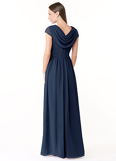 Azazie Organa Bridesmaid Dresses Dark Navy A-Line Pleated Chiffon Dress image4