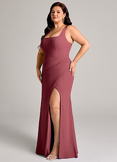 Azazie Mero Bridesmaid Dresses Merlot Sheath Pleated Chiffon Dress image12