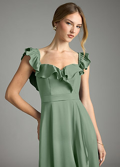 Azazie Lyra Bridesmaid Dresses Matcha A-Line Off the Shoulder Stretch Satin Convertible Dress image2