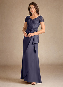 Azazie Santa Ana Mother of the Bride Dresses Stormy A-Line Lace Stretch Satin Dress image7