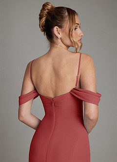 Azazie Karmela Bridesmaid Dresses Rust A-Line Off the Shoulder Chiffon Dress image6