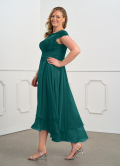 Azazie Shonda Mother of the Bride Dresses Peacock Lace Chiffon Dress image10