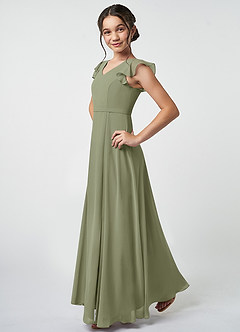 Azazie Claudine Junior Pistachio A-Line Pleated Chiffon Dress image3