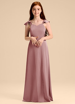 Azazie Everett Junior Klänning av A-Line i Stretch Satin Rosett image4