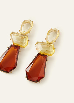 front Geometric Gemstone Statement Drop Earrings